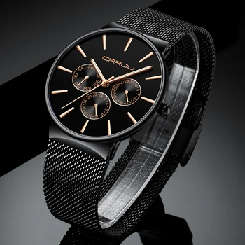 Nouă Bărbați Ceas CRRJU Moda Clasic de Aur Cuarț Oțel Inoxidabil Încheietura Ceasuri Slim Business Casual Lux Ceas reloj hombre