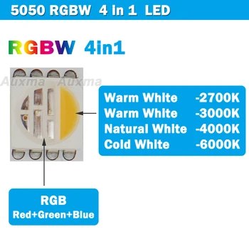 5050 RGBW 96LEDs/m,4in1 Benzi cu LED-uri,IP20,30.7 W/m,24V,CRI80/90,Reglabil culoare și luminozitate,utilizarea în Interior, KTV,DIY