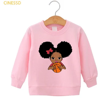 Scrisori de melanina tipărite copii hanorac dragut afro-american little black girl haine pentru copii de iarna plus catifea tricou top