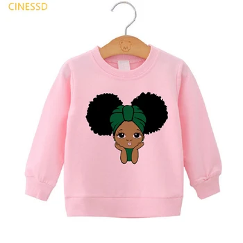 Scrisori de melanina tipărite copii hanorac dragut afro-american little black girl haine pentru copii de iarna plus catifea tricou top