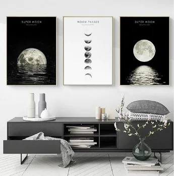Nordic Luna Panza Printuri Postere Alb-Negru Minimalist Arta de Perete, Tablouri Canvas tablouri pentru Living Home Decor