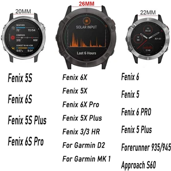 26 22MM Watchband Curele pentru Garmin Fenix 5 5X + 3 HR Fenix 6X 6 Pro 935 945 de Ceas Piele naturala de Eliberare Rapidă Trupa Încheietura mâinii
