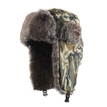 Iarna în aer liber camuflaj trapper hat windproof catifea groasă earflaps bombardier pălării cu faux fur trapper hat