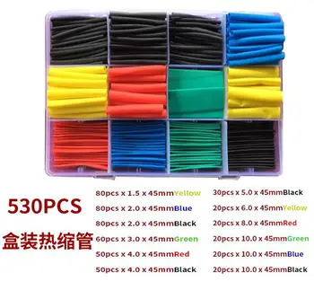 530PCS Heat Shrink Tubing 2:1, cablu Electric Cablu Wrap Sortiment Electrice de Izolare Termică Psihiatru Tub Kit cu Cutie cu 20% reducere