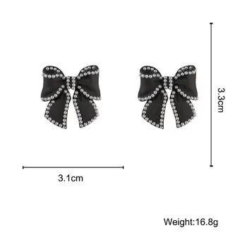 AMORCOME Coreea Simplu Bowknot Stud Cercei Imitație Pearl Roz Negru Papion Ureche Bijuterii pentru Femei, Fete 2020 Boucle D'oreille