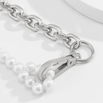 SHIXIN Asimetrie Margele Perla, cu Indesata Lanț Cravată Colier pentru Femei de Moda Scurt Cravată Guler Colier de Perle la Gât Bijuterii