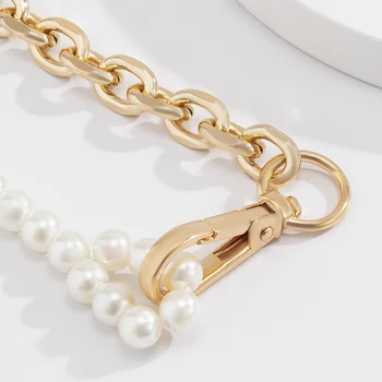 SHIXIN Asimetrie Margele Perla, cu Indesata Lanț Cravată Colier pentru Femei de Moda Scurt Cravată Guler Colier de Perle la Gât Bijuterii