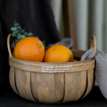 SWEETGO mâner Rotund fructe coș Franța rural stil de masa tort decorare fotografie alimente de lemn, coșuri de pâine