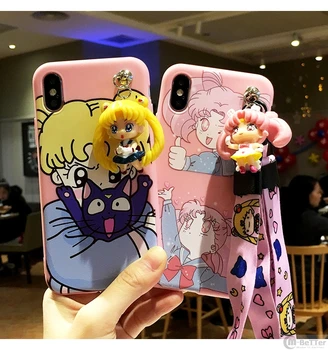 Pentru Samsung note10pro S10plus 3D Sailor Moon caz S8/9+ de desene animate drăguț cover Galaxy Note 8 9 coajă moale S7 edge fata cadouri curea