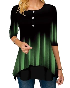 2020 Nou Sosirea Primăverii Top Haine Femei Maneca Lunga 3D de Imprimare Tricouri Moda Butoane Tricou de Mari Dimensiuni 5XL Femei Tricou Lung