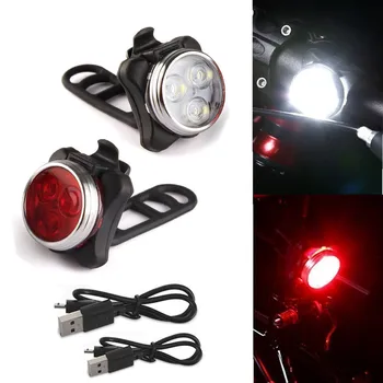 Luminoase Ciclism biciclete Biciclete cu 3 LED-uri Cap Fata de lumina 4 moduri USB Reîncărcabilă Clip Coada de Lumină Lampă Impermeabil Brigh 911