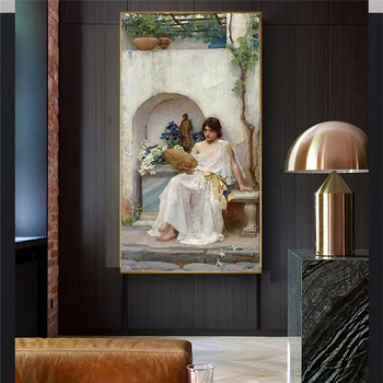 Citon Panza pictura in ulei John William Waterhouse《Toaletă, 1889》opera de Arta Poster Imagine Modernă, Arta de Perete decor Decor Acasă
