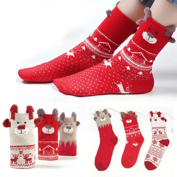 2Pair Femei Sosete Casual de Iarnă Crăciun Șosete Drăguț Animale Desene animate Șosete Termice Ține de Cald Doamna Drăguț Fete Ciorap Cadou de Crăciun