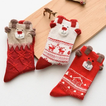 2Pair Femei Sosete Casual de Iarnă Crăciun Șosete Drăguț Animale Desene animate Șosete Termice Ține de Cald Doamna Drăguț Fete Ciorap Cadou de Crăciun