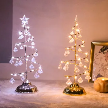 Pomul de crăciun Lampa de Noapte de Cristal Lămpi de Masă pentru Dormitor, Camera de zi Lampa de Acasa Art Deco Noptieră Lampa de Noptiera cu Led-uri Moderne Paturi