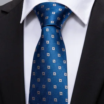 Albastru Safir Model Geometric Matase Barbati Cravata Barry.Wang 8.5 cm Țesute Petrecere de Afaceri Cravată Dropshipping Bărbați Cadou FA-5054