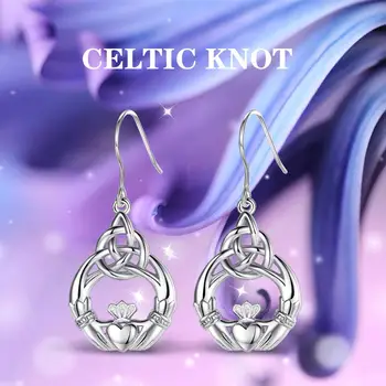EUDORA Argint 925 Noroc Irlandez Claddagh Nod Celtic Dragoste Pandantiv Colier Cercei Seturi de Bijuterii pentru Femei, Cadou pentru Petrecere