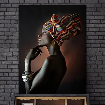 African negru, Nud de Femeie Indian Bentita Panza Pictura Portret Arta de Perete Postere si Printuri Scandinave Poze Home Design