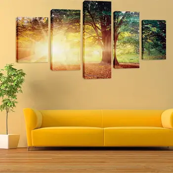 Postere de Arta de Perete Home Decor Modern 5 Panoul de Răsărit de soare Frumos Peisaj Natural HD Imprimare Pictura Modular Poze Panza