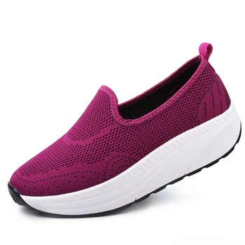Respirabil Femeile Plat Fitness Pantofi Gri Negru se Agită Tonifiere Pantofi Femei Platforma de Alunecare pe Modelarea Corpului Adidasi de Slabit