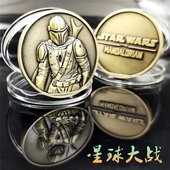 40mm Star wars Mandalorian Colecta Monede Vânătorul de Recompense Boba Fett Cosplay Insigna Metal Comemorative 3D Fanii Fantezie Cadou de Crăciun