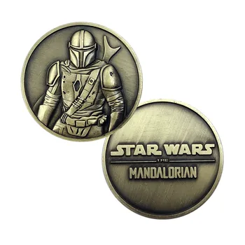 40mm Star wars Mandalorian Colecta Monede Vânătorul de Recompense Boba Fett Cosplay Insigna Metal Comemorative 3D Fanii Fantezie Cadou de Crăciun