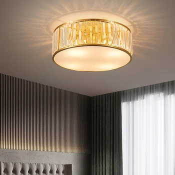 LED Crystal Lumina Plafon Moderne de Cupru Interioară corp de Iluminat Decorațiuni interioare Rotund de Tavan Lămpi Pentru Camera de zi Dormitor