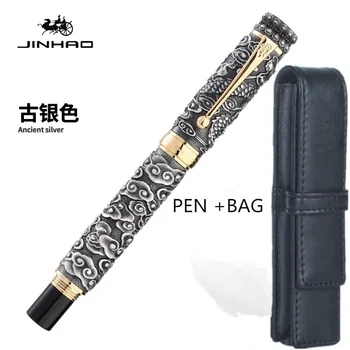 Jinhao De Epocă De Lux Metal Stilou Dragon Nor Grele De Mare Pen Mediu Peniță De Aur De Culoare Sculptură În Relief Colecție Cadou