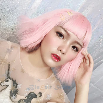 Sakura Roz Lolita Peruca Femeile Scurt BOBO Par Sintetic stil Breton Breton Adult Fete Chic Cosplay de zi cu Zi Purta Peruca