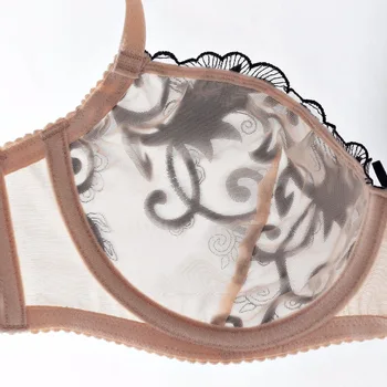 Transparent lenjerie de corp pentru femei set vedea prin sutien sexy lenjerie de dantelă broderie brasier 3/4 cana Gol afară de sutien, chilotei