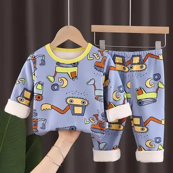 2020 Nouă Băieți și Fete Toamna Iarna desene animate model termice Plus cașmir lenjerie de corp pijamale costum copil acasă de servicii costum 0-6Y