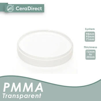 Ceradirect PMMA Transparent Bloc WIELAND(98MM)-12mm-30mm (5Pieces) - pentru laborator dentar CAD/CAM