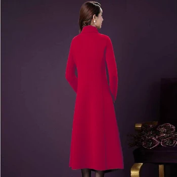 Iarna Lungă de Lână Coats Mama Femei Palton de Lână 2021 Moda Femeile de varsta Mijlocie Plus dimensiune Lână Haina Uza Mult Slim Straturi