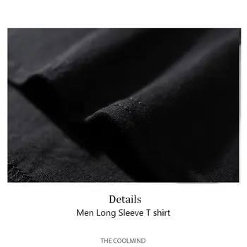 COOLMIND bumbac maneca lunga mână de imprimare barbati tricou casual, de stradă pentru bărbați tricou o-gât rece pierde t-shirt mens tee shirt