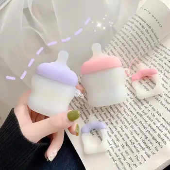 3D Drăguț Sticla de Lapte Deget Inelul de Curea Silicon Moale Caz pentru Apple Airpods 1 2 Bluetooth Căști fără Fir Acoperă Saci de Box