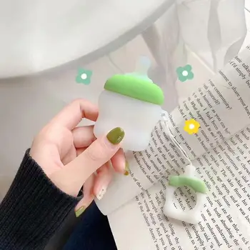 3D Drăguț Sticla de Lapte Deget Inelul de Curea Silicon Moale Caz pentru Apple Airpods 1 2 Bluetooth Căști fără Fir Acoperă Saci de Box