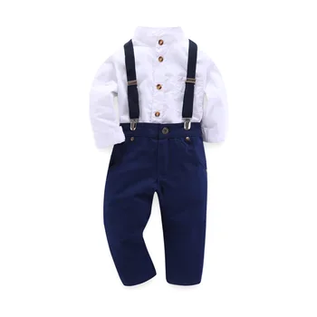 Copii Haine Pentru Baieti Costum Chinezesc Stand Guler Camasa + Pantaloni + Curea Copii Costum Copil Copil Haine Alb-Albastru