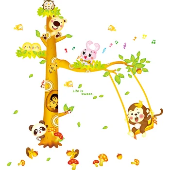 Maimuțele în Copaci Autocolante de Perete din PVC Material DIY Animale Arta de Perete pentru Camera Copii Dormitor Copil Pepinieră Decor