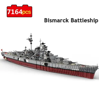 Militar Seria 7164PCS German Bismarck Battleship Cruiser Model Blocuri Lume War2 Navă de război Cărămizi Copii, Jucării DIY Cadouri