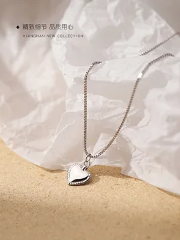 Iubitor de fată bithday cadou s925 argint sterling dragoste colier simplu ins piersic inima clavicula lanț de bijuterii