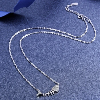CZ Zircon Cristal Coliere Pentru Femei S925 Argint Os de Pește Pandantiv & Colier Collier Cravată Femme 2020 Trendy Bijuterii