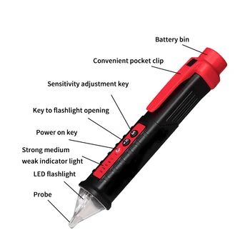 HT100E Voltmetru Digital Inteligent Non-Contact Pen Alarmă Detector de Tensiune Metru Ac Voltmetru Tester Auto Tahometru