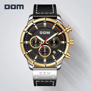 DOM Safir Ceasuri Sport pentru Barbati Brand de Top de Lux Militare Piele Încheietura mîinii Ceas Bărbat Ceas Cronograf Ceas de mână M-1320DGL-1M