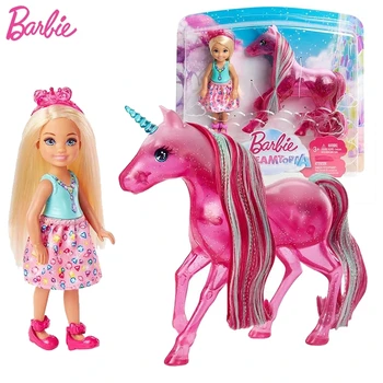 Original Papusa Barbie Dreamtopia Unicorn Chelsea Păpuși pentru Copii Fete Ponei Casa Jucarii Accesorii Copii Jucarii pentru Copii Juguetes