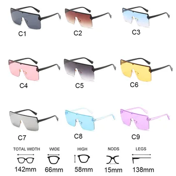 Moda-O singură Bucată de Sus Plat ochelari de Soare pentru Femei Brand de Lux Supradimensionate Pătrat Nuante 2021 Nou Mare Gradient Oglindă Ochelari de Soare