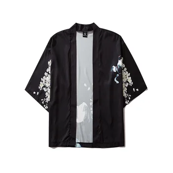 Femeile Harajuku Cardigan Kimono Japonez Vara Macara De Imprimare Tricou Vrac Topuri Casual Femeie Bărbat Kimono Coat Cuplu Yukata Kimonouri