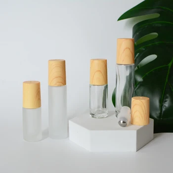 10ml 5ml de Bambus, Lemn de Imprimare Uite Mată Sticlă Clară Ulei Esential de Sticle cu Role, Parfum Luciu de Buze Sticle cu Role