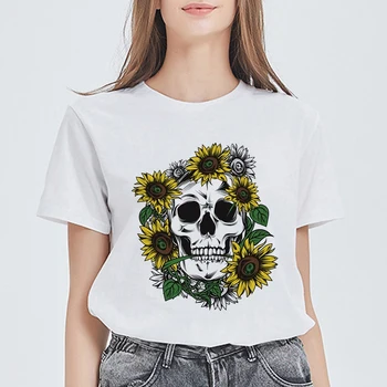 Craniu de Moda Estetică Arta Tricou Femei Vrac Tricou Punk Rock Haine de Cavaler Imprimate T-shirt Femei Îmbrăcăminte 2020 Top Tee