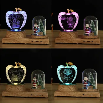 Creative Personalizate, Foto, Text, Bluetooth Display LED de Lemn DRAGOSTE Cristal de Rotație de Bază MP3 Difuzor de Crăciun Fată de Nunta Cadou