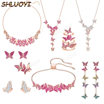 2020 moda bijuterii swa1:1 rafinat de trei-dimensional fluture roz pentru femei farmecul colier serie